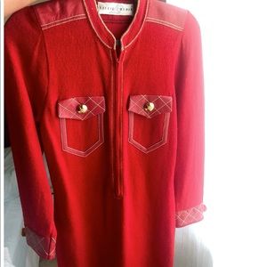 RARE 1980s Vintage LILLIE RUBIN knit/leather dress